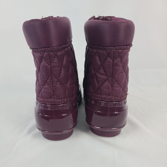 NEW JustFab Womens EVI Slip On Maroon Quilted Mid Calf Duck Snow Boot Sz 5.5 NIB - Picture 4 of 8